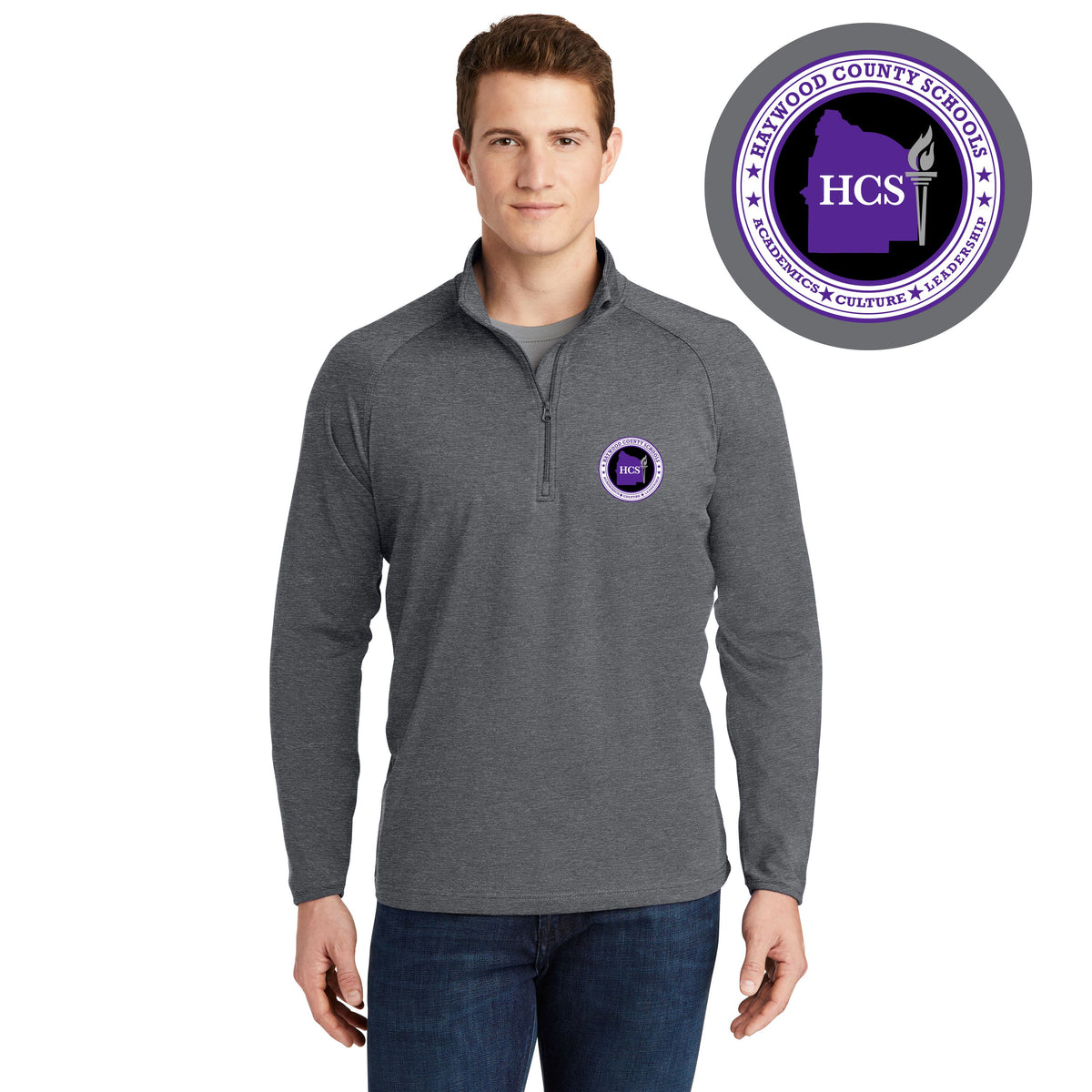 Men Sport-Tek Stretch 1/4-Zip Pullover